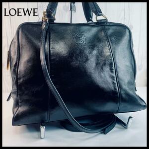 ◆美品◆ LOEWE ロエベ ハンドバッグ アナグラム ショルダーバッグ レザー ボストンバッグ ブラック 黒 斜め掛け