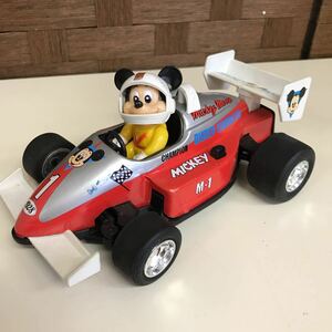 【中古品】MASUDAYA/ミッキー マウス レースカー(ブリキ)プルバック 1988