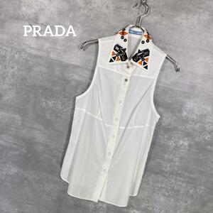 『PRADA』プラダ(42) ノースリーブシャツブラウス