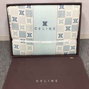 ★F01018/CELINE セリーヌ/合繊肌掛けふとん/140㎝×190㎝/綿100%/ブルー/箱付