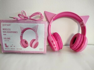 gorsun★お子様用　キッズ★Bluetoothヘッドフォン★猫耳ヘッドホン★ピンク