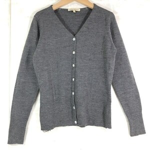 LAURA ASHLEY ローラアシュレイ ウール100％ Vネック ニット カーディガン SIZE: S グレー LH632021090606