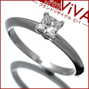 ティファニー スクエア プリンセスカット ダイヤ リング Pt950 プラチナ 6.5号 0.27ct 美品 新品仕上げ済 ゆうパケット対応可能 送料300円