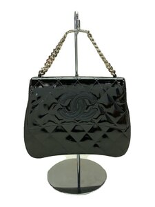 CHANEL◆マトラッセ/ココマーク/プッシュロック/ラムスキン/ショルダーバッグ/エナメル/BLK