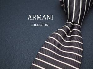 美品【ARMANI COLLEZIONI アルマーニ コレッツォーニ】 C1484 ブラック シルバー SILK ブランド ネクタイ 古着 良品