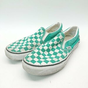 ◇ VANS ヴァンズ チェック柄 カジュアル きれいめ アウトドア アクティブ スニーカー サイズ25 グリーン レディース E