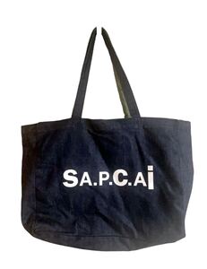 sacai x A.P.C. tote bag トートバッグ 大 Denim x Khaki Green サカイ アーペーセー APC レア 限定 SA.P.C.Ai リバーシブル デニム