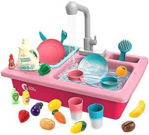おままごと キッチンセット 37点セット 食器洗い機おもちゃ 水遊び おもちゃ 循環出水 温度