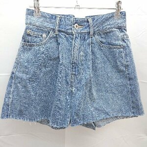 ◇ willfully パッチ　ダメージ加工　シンプル ショートデニムパンツ サイズS ブルー系 レディース E