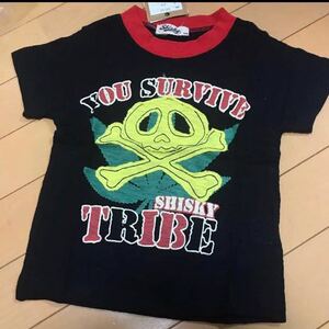 新品 ドクロアップリケ 半袖Tシャツ 100 マリファナ スカル