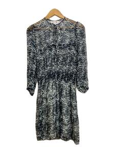 ISABEL MARANT ETOILE◆シルクシフォン長袖ワンピース/36/シルク/BLK/総柄