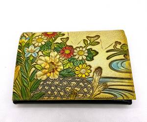 二つ折財布　革　手作り　花柄　和装　レディース　婦人　財布　小物/1694