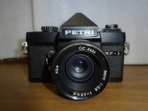 中古現状品 ペトリ/PETRI MF-1 ブラック フィルムカメラ レンズ petri 1:2.8 f=45mm 一眼レフ ジャンク