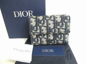 【未使用保管品】 クリスチャン ディオール Christian Dior オブリーク ジャカード ロータスウォレット 3つ折り財布 コンパクトウォレット