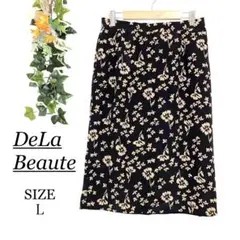 DeLa Beaute 膝下スカート　薄手　裏地有り　セットアップ　絹　Ｌ
