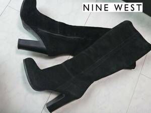 3万　NINEWEST　ナインウエスト　黒　本革レザー　スウェードブーツ　22.5