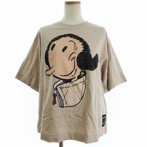 未使用品 モンクレール タグ付き OLIVE OYL オリーブオイル Tシャツ カットソー 半袖 クルーネック ベージュ S ■GY35 レディース