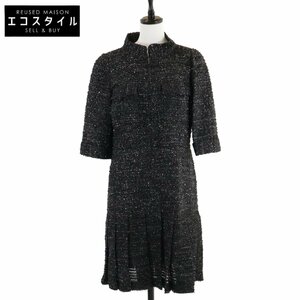 美品 CHANEL シャネル P55192V41189 フロントジップ ワンピース 38 ブラック レディース