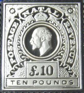 02 1902年 国王エドワードⅦ世 10ポンド 切手 日本郵趣 協会 純銀製 エラー ナタール 希少な切手 シリーズ メダル スターリングシルバー
