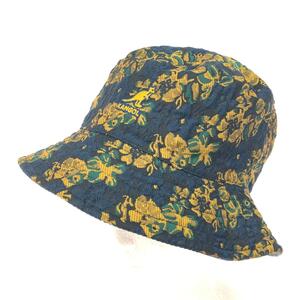 未使用品◆KANGOL カンゴール バケットハット 帽子 M◆ グリーン ポリエステル フラワーエンボス ロゴ刺繍 ユニセックス 帽子 服飾小物