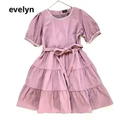 evelyn ワンピース　ピンク　ギャザーパール　リボン　レディースM