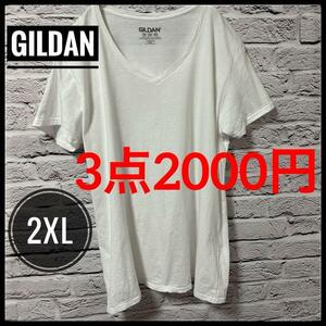 【 GILDAN 】 ギルダン Tシャツ 半袖 白 ホワイト 下着 シャツ 3L メンズ　レディース　ヴィンテージ　大きいサイズ　古着　US　アメカジ