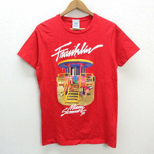 z■ITAL製■フランクリン＆マーシャル/FRANKLIN MARSHALL プリントTシャツ【S】 /赤/MENS/94■【中古】