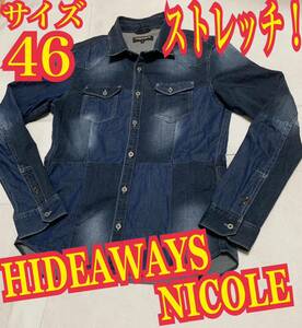 HIDEAWAYS NICOLE ニコル　インディゴ ストレッチ デニム シャツ　サイズ46