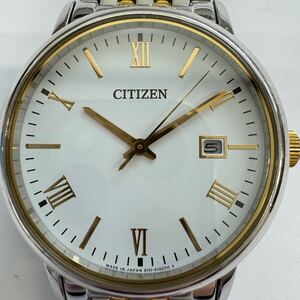 ★1円スタート★CITIZEN シチズン エコドライブ デイト メンズ 腕時計 E111-S067901 ソーラー 稼働 白文字盤 ベルト純正 コンビカラー