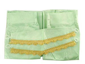 ドレープカーテン エレガント 遮熱 1級遮光 ジャガード織り フリンジ付 2枚 幅100x110cm グリーン