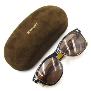 美品 TOM FORD トムフォード サングラス TF9257 01J ウェリントン US FIT イタリア製 ブラック/イエローブラウン 65005967