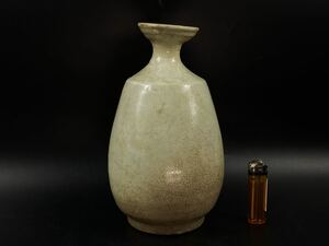 【福蔵】李朝 早期 徳利 白磁 傷有 参考品 骨董 古玩 古い 時代保証 高25.3cm