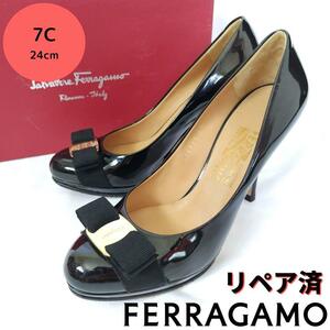 極美品箱付き☆フェラガモ【Ferragamo】カルラ ヴァラリボン パンプス