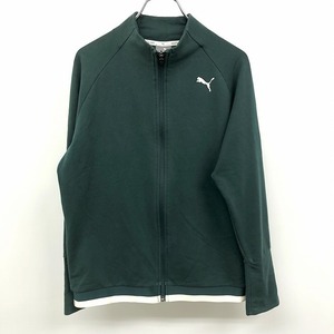 PUMA プーマ XL レディース 若干薄手 スウェット ジップジャケット ブルゾン ミニ裏毛 長袖 綿×ポリエステル×ポリウレタン グリーン 緑