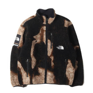 美品 Supreme シュプリーム 21AW THE NORTH FACE ブリーチド デニム フリース ジャケット Bleached Denim Fleece Jacket ブラック M