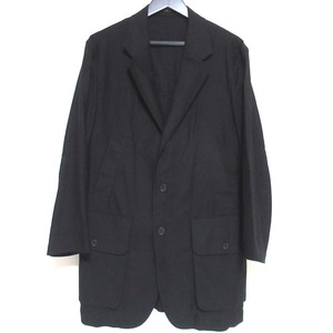 美品 23SS YohjI Yamamoto POUR HOMME ヨウジヤマモトプールオム コットンツイル ノッチドラペル ジャケット HZ-J06-002 2サイズ ブラック