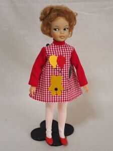 Doll Dressing♪ハンドメイド ペッパーちゃんサイズお洋服セット人形/アウトフィット/ワンピース/タイツ/ドール服/アップリケドレス/レトロ