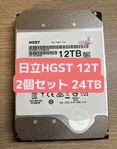 [2個セット 24TB 美品通電時間2000h以下] 大容量HDD HGST 12TB 3.5インチ SATA ハードディスク