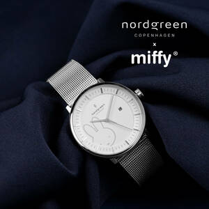 〈nordgreen（ノードグリーン）〉　miffy（ミッフィー） x Nordgreen　PHILOSOPHER　腕時計　色：シルバー　専用箱あり　付替ベルト2本付