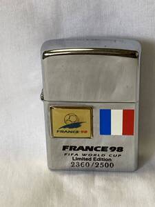 中古ZIPPO オイルライター 『FRANCE 98 FIFA WORLD CUP』　型番DーXIII(内HーXII 2360/2500