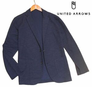 新品! ユナイテッドアローズ 2B スラブ生地 カット テーラードジャケット ネイビー (XL) ☆ UNITED ARROWS ストレッチ カーディガン LL 紺