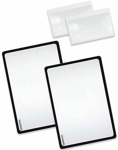 MAGDEPO 2枚のページ拡大シート拡大鏡 4 倍とボーナス2枚のとしてカード拡大鏡付き。ファインプリントを読むためのフレネルペ