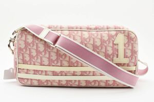 1円 Christian Dior クリスチャンディオール トロッター PVC エナメル ショルダーバッグ 斜めかけ ストライプ NO1 ピンク系 24-1911