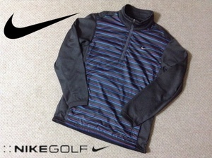 ★中古★ナイキ ゴルフ ツアーパフォーマンス ハーフジップ 裏地フリース 長袖ジャケット グレー Lサイズ NIKE GOLF 604901-032