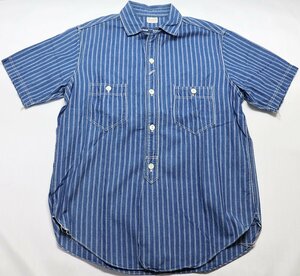 Bootleggers (ブートレガーズ) Indigo Stripe Work Shirt / インディゴストライプ 半袖ワークシャツ size 16(L) / フリーホイーラーズ