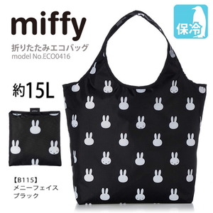 ミッフィー エコバッグ miffy 保冷 保温 折りたたみ マイバッグ かわいい ショッピングバッグ 買い物袋 メニーフェイスブラック 黒 M763