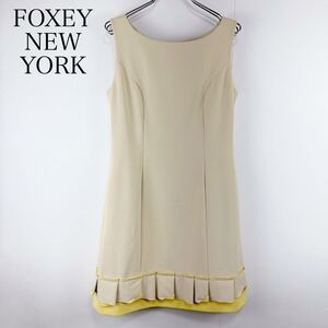 美品　FOXEY NEW YORK フォクシーニューヨーク　サイズ40 カラーパレットドレス　ワンピース　イエロー