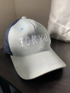 巨人 デニムキャップ TOKYO ユーズド 刺しゅう サイズ 55cmメッシュ ジュニア用 野球帽 水色×紺 帽子 読売ジャイアンツ 即決 送料350円〜