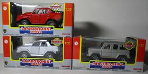 乃・SUPER　FRICTION　４X4。LAMBORGHNI（２台）、MERCEDES-BENZ（１台）。１：３２。３台セット。NEW-RAY。未開封。中国製。