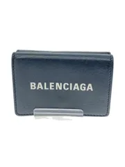 BALENCIAGA 3つ折り財布 レザー ブラック プリント レディース